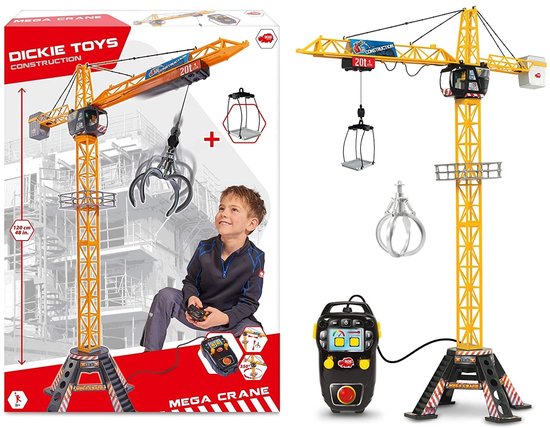 Dickie Toys - Giant Constructie Kraan 120 cm - Speelgoedvoertuig