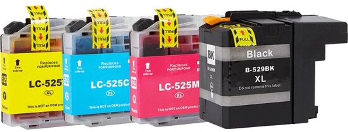 LC-525 / LC-529 Zwart + Alle Kleuren - Huismerk inktcartridge compatible met Brother DCP-J100 / MFC-J200 / DCP-J105 / MFC-J200 / DCP-J100 / DCP-J105