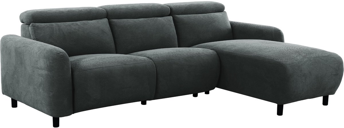 Notio Living Skaane-3Zits - Relax Rechts - Antraciet Corduroy Grijs
