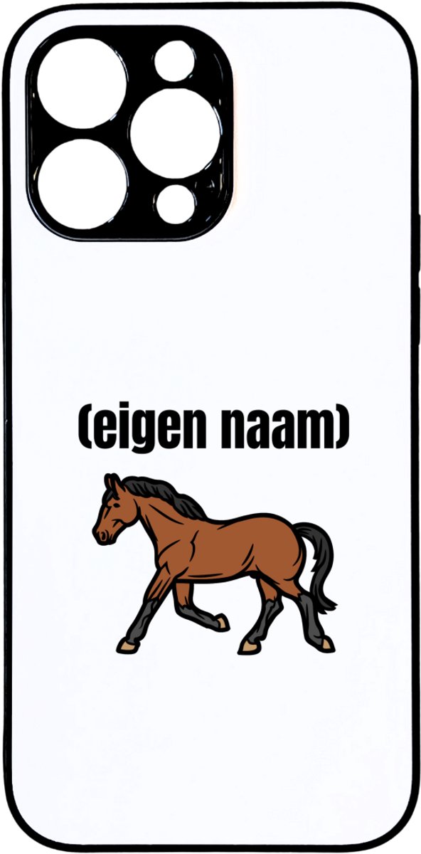 Hacebo® - rennend paard met eigen naam telefoonhoesje - Paarden - dieren liefhebber - telefoonhoesjes - iemand die houdt van paarden - verjaardag - cadeau - kado - geschenk - hoesje geschikt voor iPhone 14 Pro Max