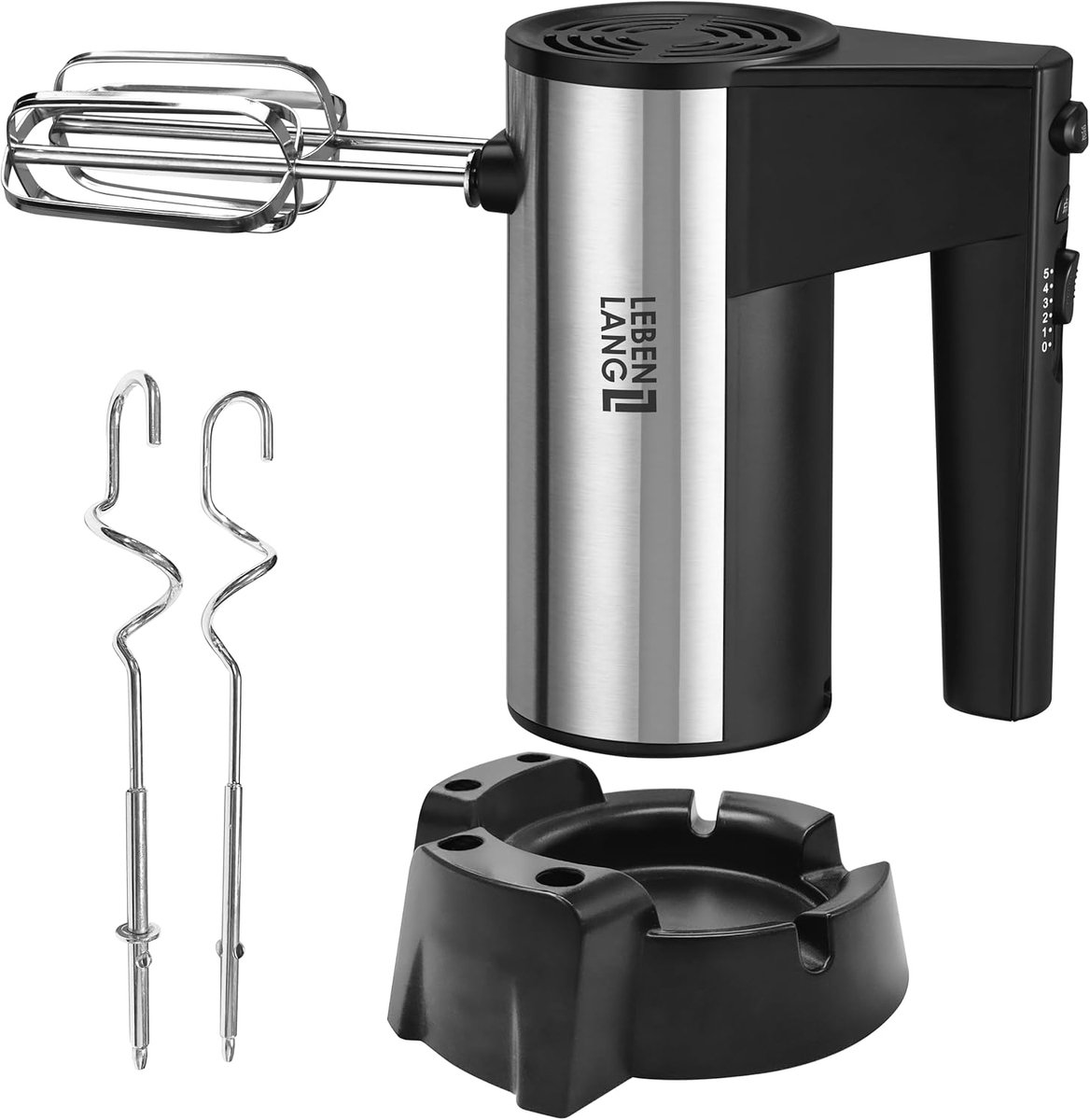 400 W Handmixer met 5 Snelheden en Turbo - Incl. Staande Houder en Roestvrijstalen Haken