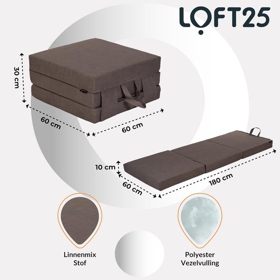Opvouwbaar Matras voor Binnen en Buiten - Comfortabele Logeermatras 180x60x10 cm - Perfect voor Camping en Gasten van LifeGoods — afbeelding 2