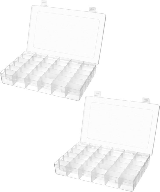 Allecto plus - Boîtes de rangement transparentes à 36 compartiments pour petites pièces, avec séparateurs ajustables
