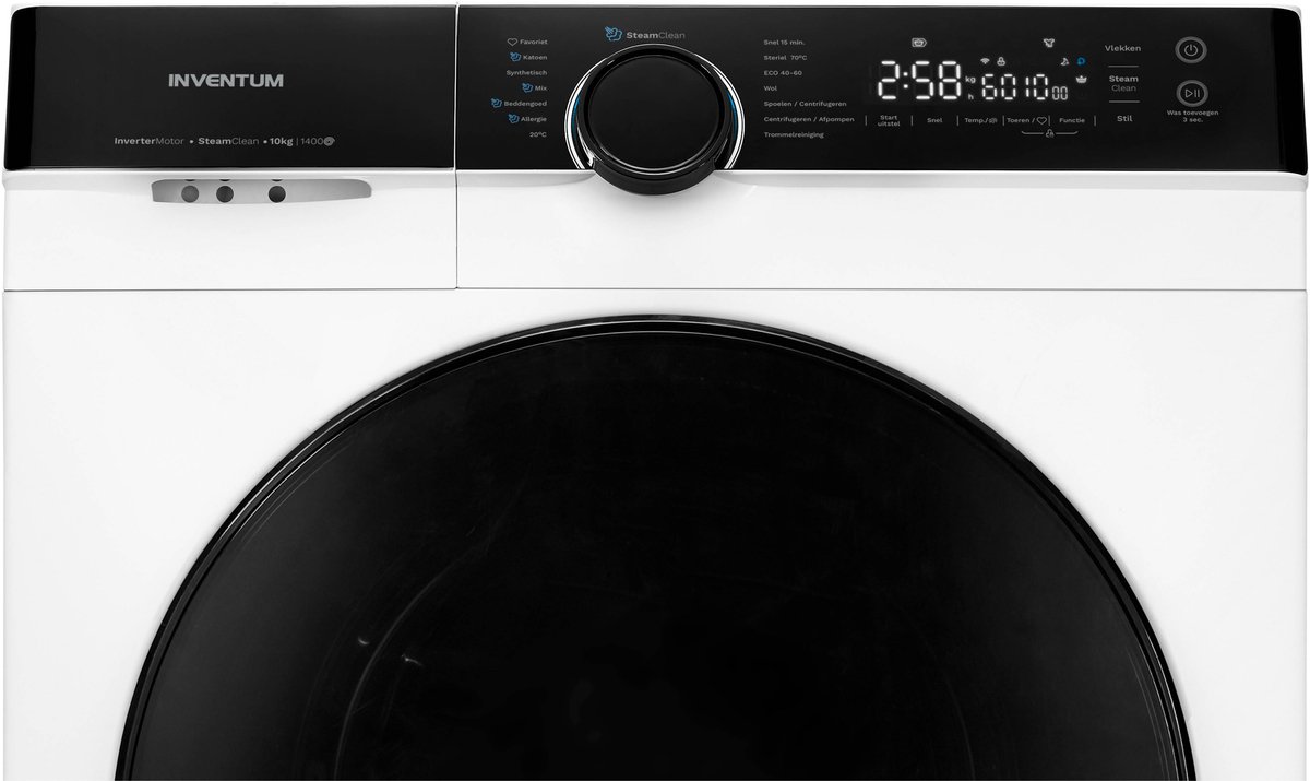 Inventum VWM1010W - Wasmachine - 10kg - 14 programma's - 1400 toeren - Energieklasse A-30% - Steam Clean - Stil: 72 dB - Wit/Zwart — afbeelding 6