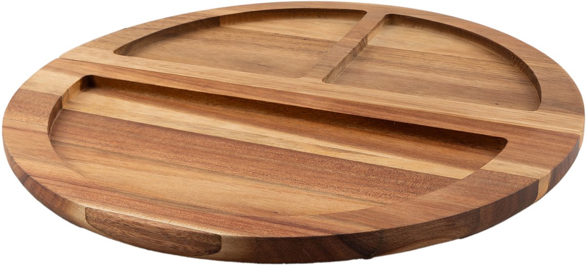Point-Virgule Sharing ronde serveerplank uit acacia met magneten 33x33x2cm