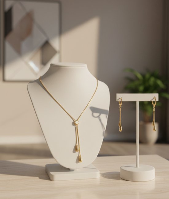 Collier doré avec pendentifs en forme de goutte - collier pour femme - chaîne à maillons minimaliste avec pendentif fantaisie