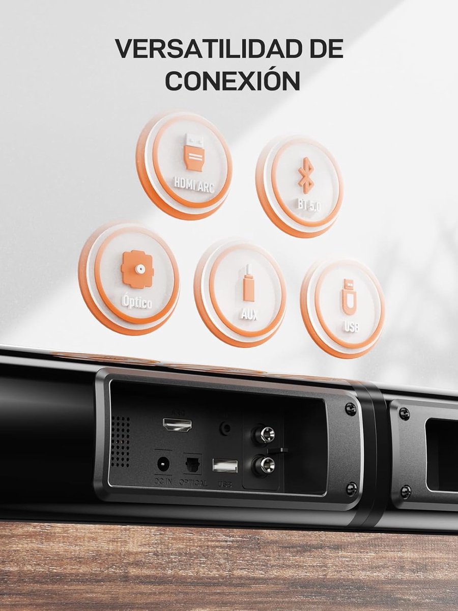 Afneembare 2.2-Kanaals Soundbar met Geïntegreerde Subwoofers - afbeelding 3