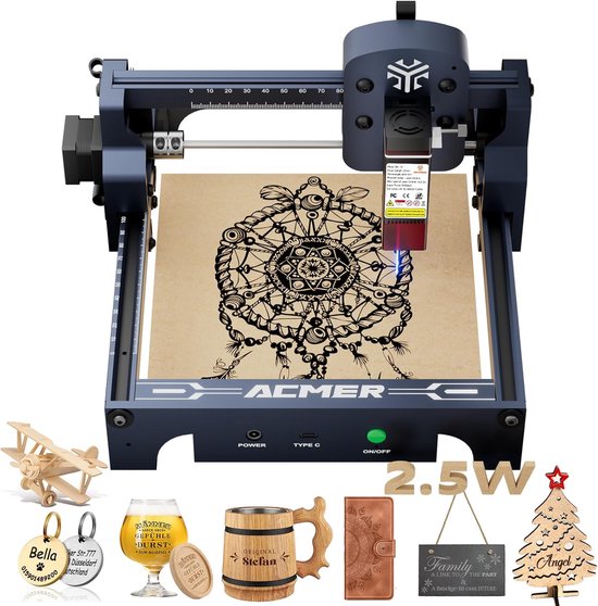 FONLAND Mini lasergraveermachine, draagbaar, voor papier, leer, hout, kunststof, logo, CNC-graveermachine, doe-het-zelf graveergereedschap