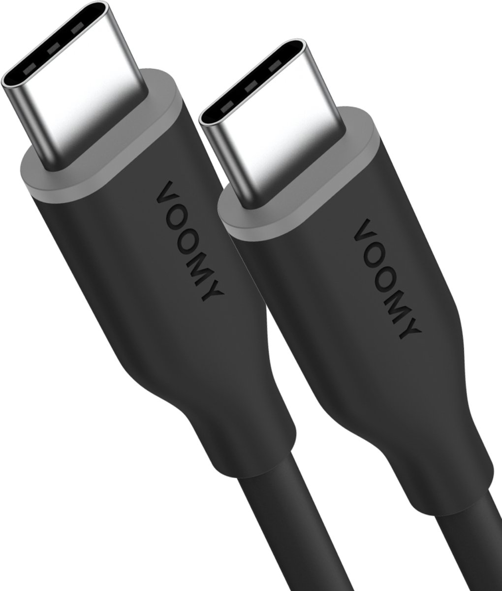 Voomy 60W USB-C Kabel – Oplaadkabel – 60W snel laden – 480Mbps Dataoverdrachtssnelheid – USB-C naar USB-C kabel – 1M – Zwart