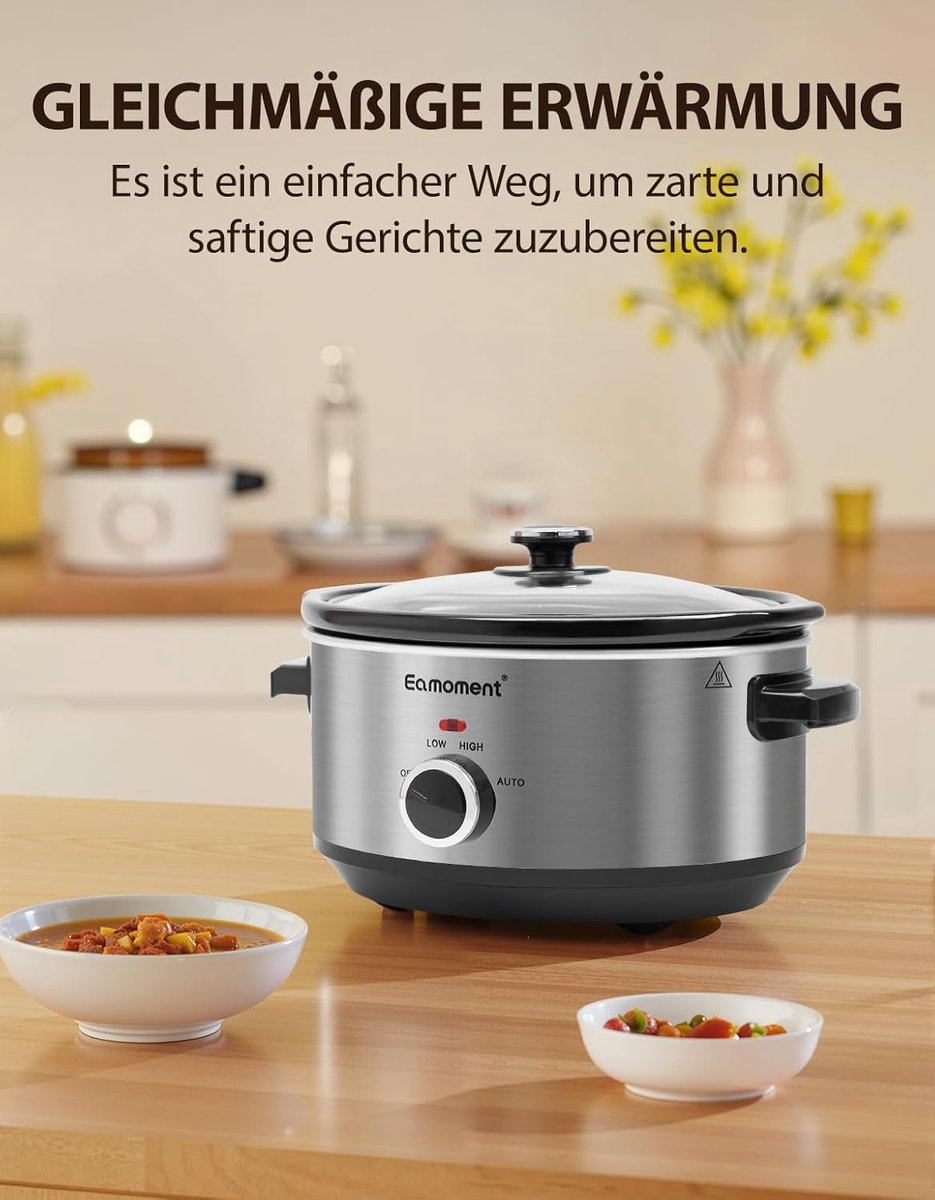 Afbeelding 2 van Slow Cooker 3,5 liter met Keramische Pan en Temperatuurinstellingen