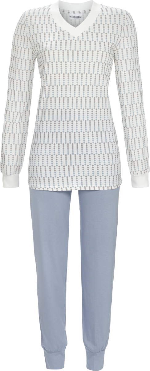 Stippen pyjama warm katoen - Wit - Maat - 44
