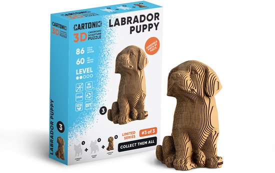 CARTONIC-3D PUZZLE -LABRADOR PUPPY- puzzle karton 3D DIY Jouets Créatif Décoration Intérieur Cadeau Écologique Pour enfants et adultes
