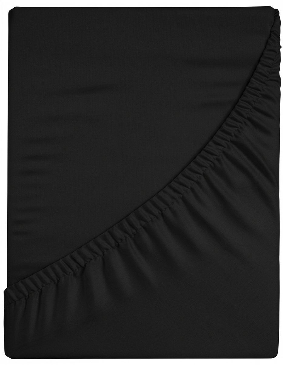 Dreamers Den - Premium Jersey Elestaan - Biologisch Katoen - Topper Hoeslaken - Zwart - 180x220 cm