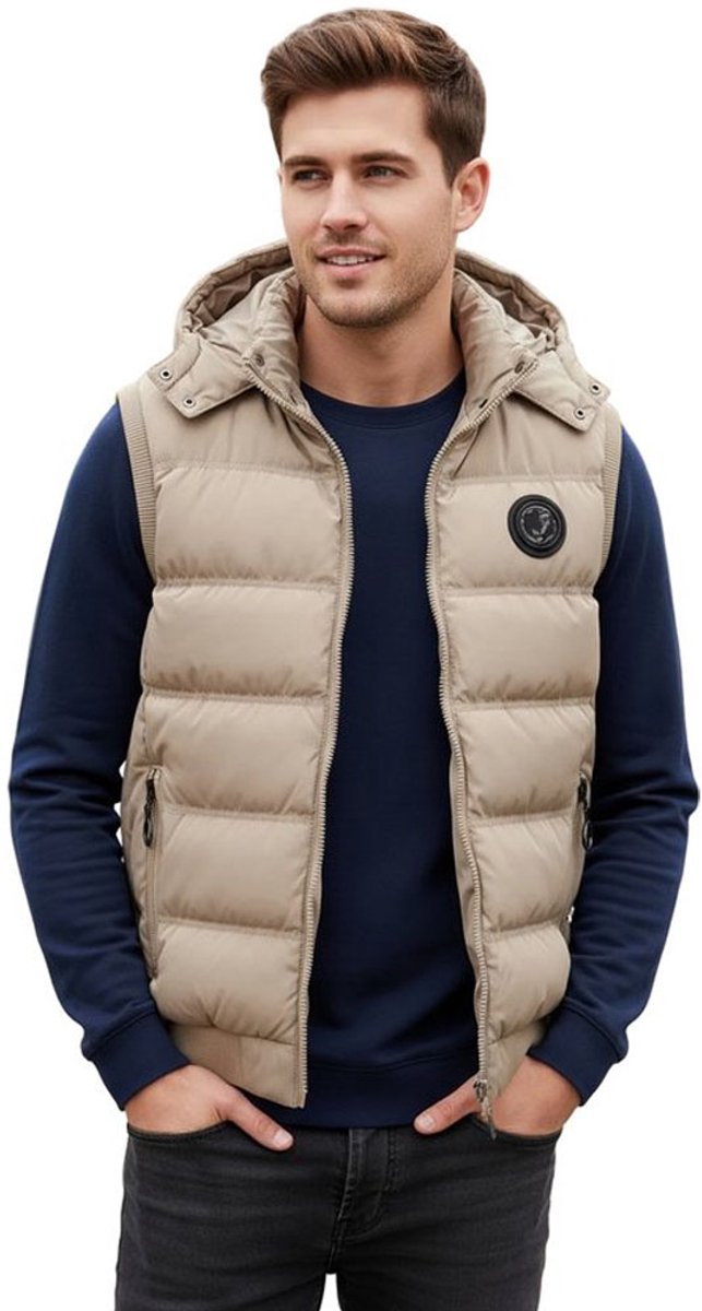 Modieuze bodywarmer Capuchon Vest Beige