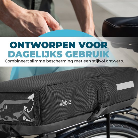 Vebics Accuhoes E-Bike/Electrische Fiets - Beschermhoes voor Bagagedrager Accu van Elektrische Fiets - Zwart van Vebics — afbeelding 2