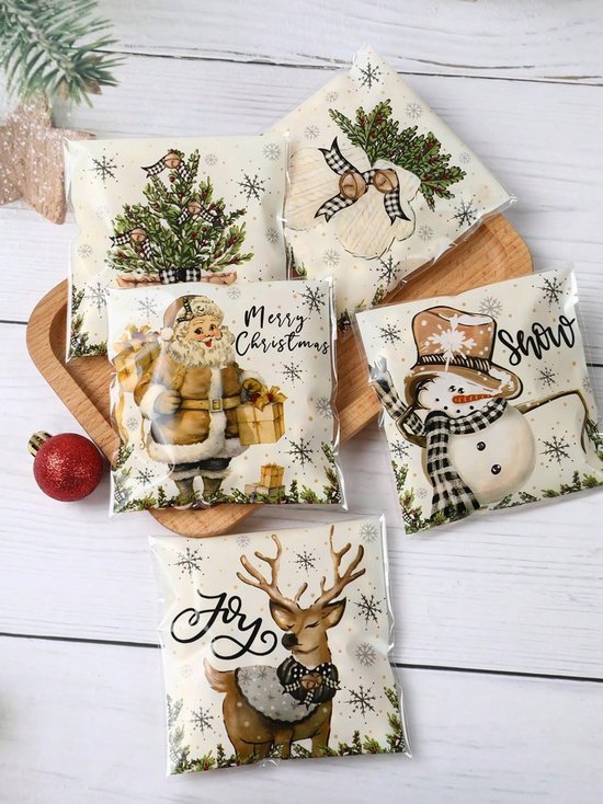 100 stuks kerstzakjes 13x10 cm snoepzakjes - uitdeelzakjes - traktatiezakjes