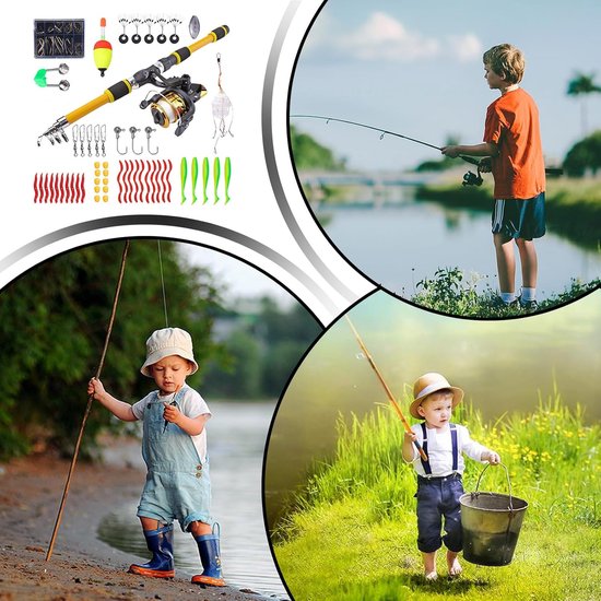 Hengelset - Vishengel set voor kinder - complete visset - 1.8m telescopisch - 2025 Nieuwe Stijl - Inclusief 55 Visaccessoires-Geschikt voor zowel beginnende als enthousiaste vissers van WiHi — afbeelding 5