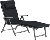 Bain de soleil de luxe Affordable Goods® - noir - chaise longue réglable - chaises longues - chaise longue de jardin - jardin - été - soleil - chaises longues - chaise longue d'extérieur