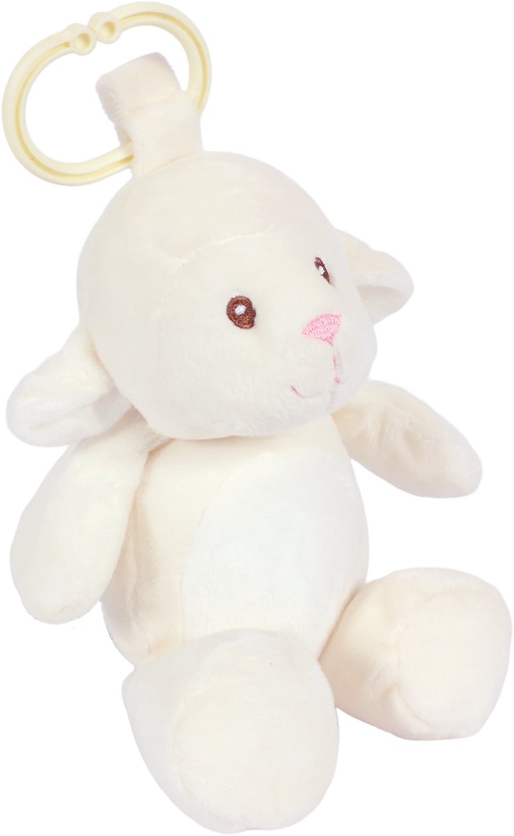 PIA Soft Toys - Pluche Schaap met rammelaar - 25 cm - ophangring