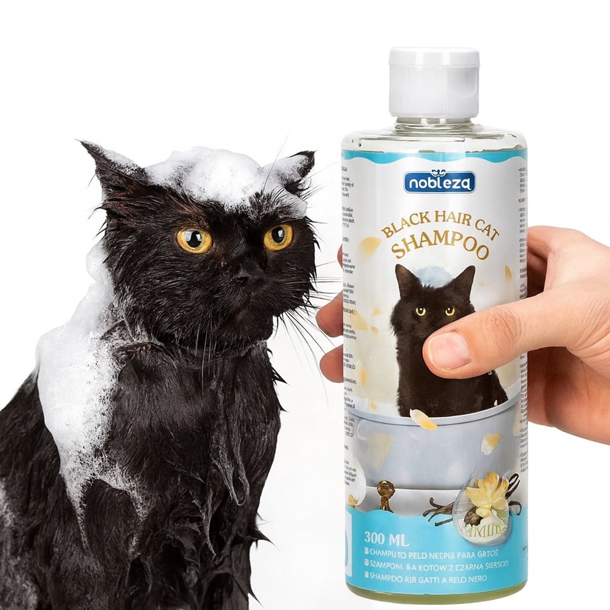 Bol.com Nobleza Kattenshampoo - Shampoo voor katten met zwarte vacht - Inhoud 300 ml aanbieding