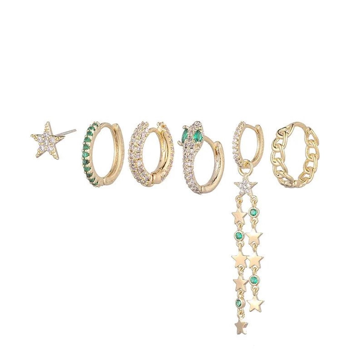Aramat Jewels | Oorringen | Zilveren Oorbellen Set met Sterren | | | |12mm | Zilver | Volwassenen, Kinderen | Verkleurd niet