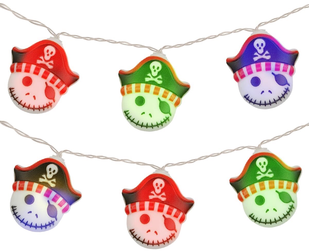 Halloween Lichtsnoer Piraat Gekleurd - 1.5 Meter - 10 LED Lampjes - Inclusief Batterijen - Gekleurd Licht