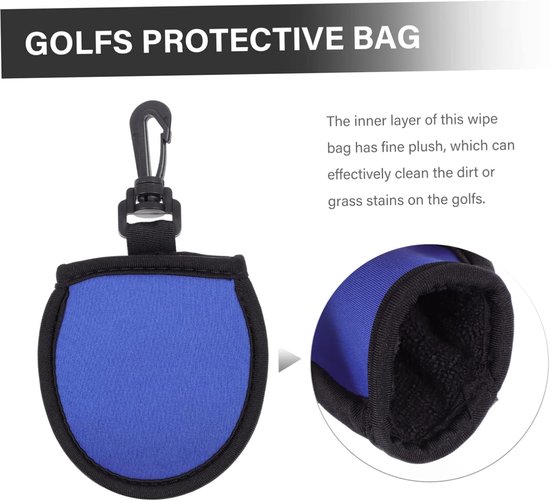 Golftassen - Golfbal washer - Golf Ball Cleaner - Polyester - Golfreinigingshanddoek - Met Haken - Draagbaar - 18.5*9cm - Blauw van Merkloos — afbeelding 2