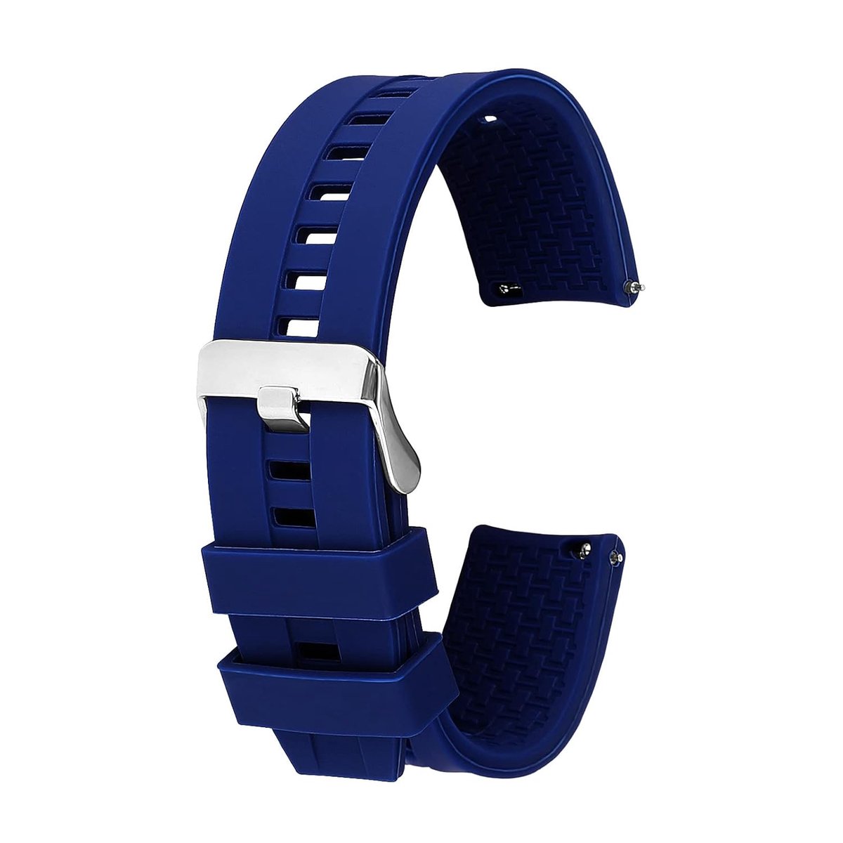 TRANKIELO® - Siliconen horlogebanden met Quick Release - Zachte rubberen vervangende band met zilveren gesp - Waterdicht en comfortabel