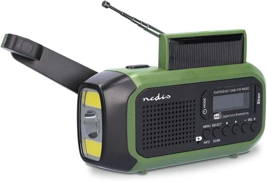 Zwengelradio DAB/UKW, Draagbare Radio op Zonne-energie met LED Zaklamp & Leeslampje, DAB /FM Dynamo Radio IPX4, 5000mAh Oplaadbare Noodradio en SOS Alarm Geschikt voor Wandelen, Kamperen, Outdoor