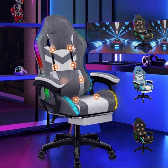 ALFORDSON Racing Gaming Chair, Massage Gamer Chair met 12 LED-kleuren, RGB- verlichting, Ergonomische stoel met lendensteun, Ligstoel met voetensteun, PU-leer, Cyaan ALFORDSON Racing Gaming Chair, Massage Gamer Chair met 12 LED-kleuren, RGB- verlichting, Ergonomische stoel met lendensteun, Ligstoel met voetensteun, PU-leer, Cyaan