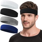 Zweetband Hoofd - Geschikt voor Dames en Heren - Hoofdband Sport - Set van 4 Stuks