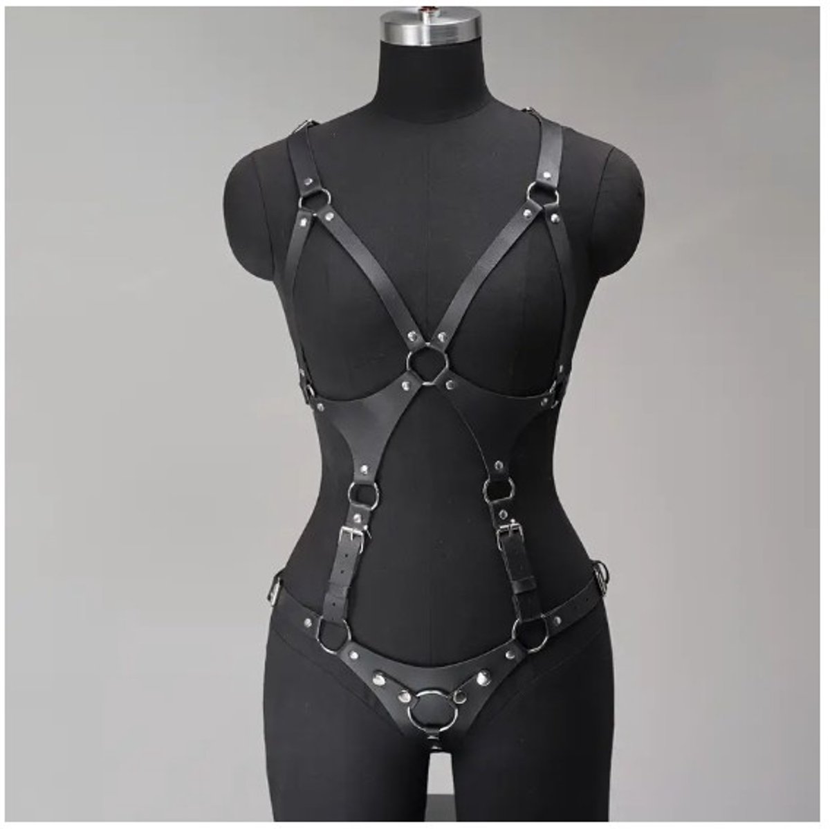 Jarretellegordel Bodysuit - BDSM Harnas - Strappy Kooi Bodysuit - Sexy Lingerie, met ring voor strap-on