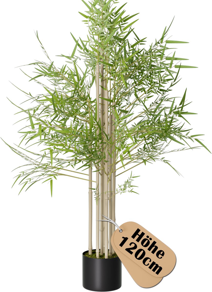LZQ 120cm Kunstbamboe Kunstbamboeplant Kunstplanten Groot Voor Binnen- En Buitenruimte Kunstplanten Zoals Echt Met Pot Kunstboom Decoratie Voor Slaapkamer Balkonplanten Groen