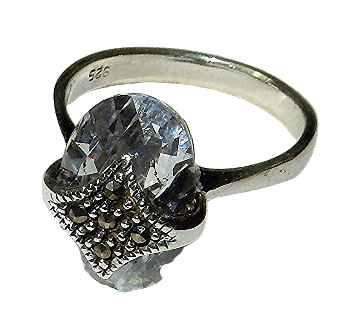 Zilveren Bergkristal Ring Mt 16.5