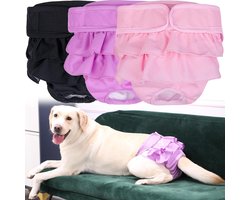 Hondenluiers - Herbruikbaar, Wasbaar, Superabsorberend, Verstelbaar - Menstruatiebroekjes voor honden - Voor vrouwelijke huisdieren met incontinentie - XL - 3-pack