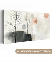 Canvas schilderij 160x80 cm - Exclusieve wanddecoratie Wabi sabi - Beige - Plant - Muurdecoratie woonkamer - Slaapkamer decoratie - Kamer accessoires - Schilderijen op canvas