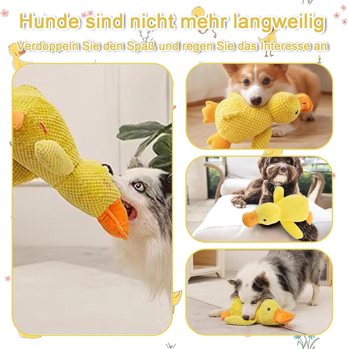 Anti-stress eend voor honden, hondenspeelgoed, eend, anti-stress-eend