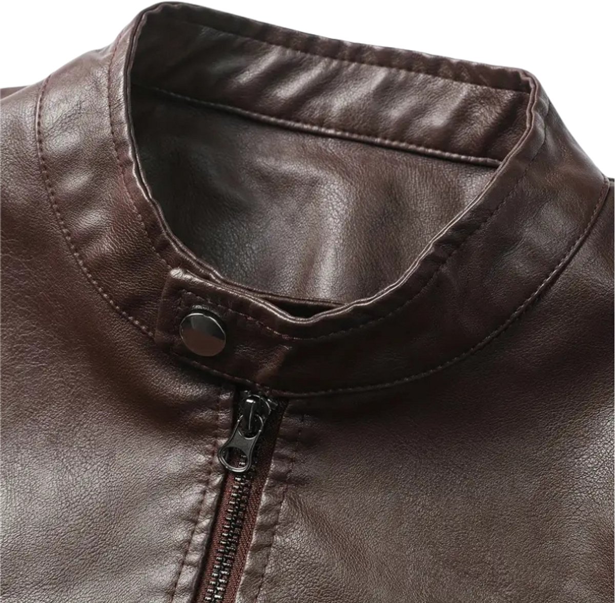 Bovista Kunst Leren Jas - Leather Jacket - Lederen Jas - Bomberjack - Pilotenjack - Blazer - Biker - Motorjas - Motormuis - Heren - Bruin XL – foto 5