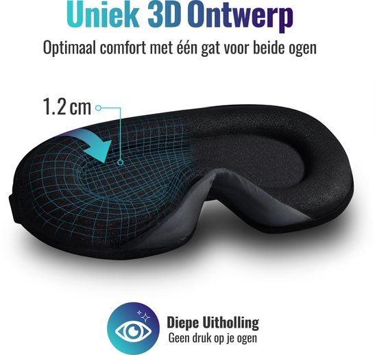 Somnifiq Slaapmasker - Luxe 3D Oogmasker Slaap - Zijden Slaapmasker - Traagschuim - 100% Verduisterend - Voor Mannen en Vrouwen