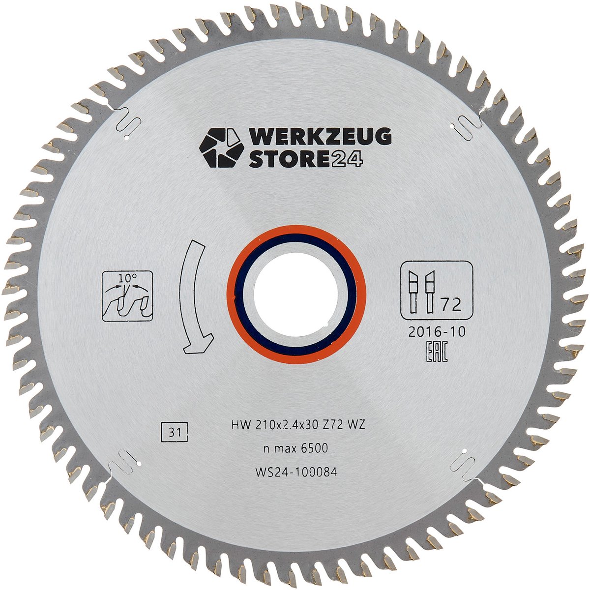WS24 TCT cirkelzaagblad hout 210 x 2,4 x 30 WZ72 - WS24-100084