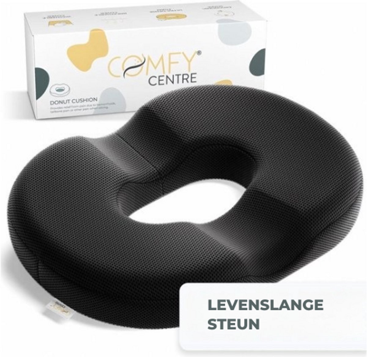 COMFYCENTRE® Donut Kussen Orthopedisch & Ergonomisch Voor Auto En Bureaustoel - Stuitkussen - Ringkussen - Zitring Kussen - voor Aambeien, Piercing en Stuitje - Zitkussen