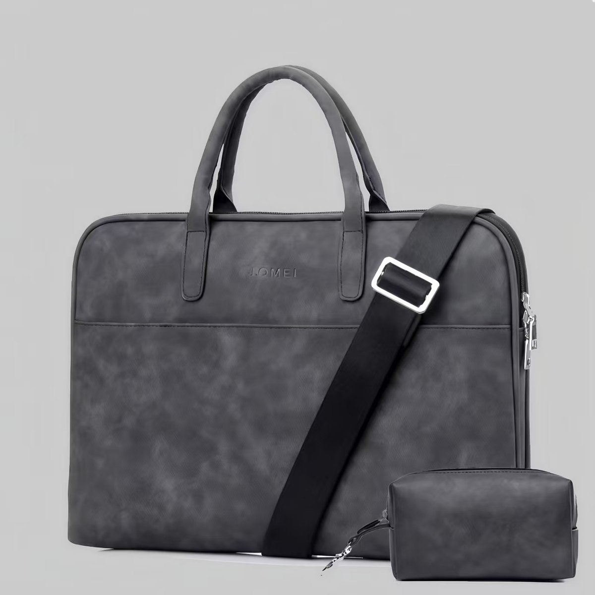 Laptoptas 2-delige set - Laptoptas + powerbank - 17-inch aktetas - PU-leren tas - Elegant zwart