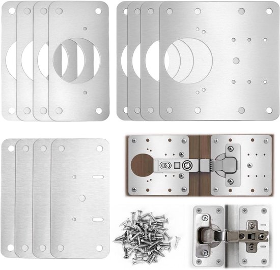 Allecto plus - Roestvrijstalen Scharnier Reparatieplaat Set (12 stuks