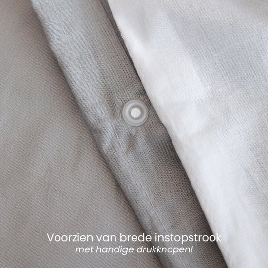 Superieur Dekbedovertrek Twin Face - Wit / Lichtgrijs - 100% Katoen - 140x200/220cm Eenpersoons - Streel witte met lichtgrijze dekbedset - adembenemend in uitstraling - optimaal ventilerend en ademend van Zensation Elite — afbeelding 3