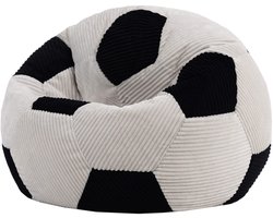 icon - Kingston Kinderzitzak Stoel - Ribfluweel - Voetbal - Zwart