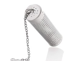 Theefilter zeef - fijne mesh theezeef - theefilter met deksel - theezeef roestvrij staal met kettinghaak - voor kop - thermoskannen - leuk cadeau voor theeliefhebbers - voor alle soorten thee (2.3cm×6.5 cm- zilver)