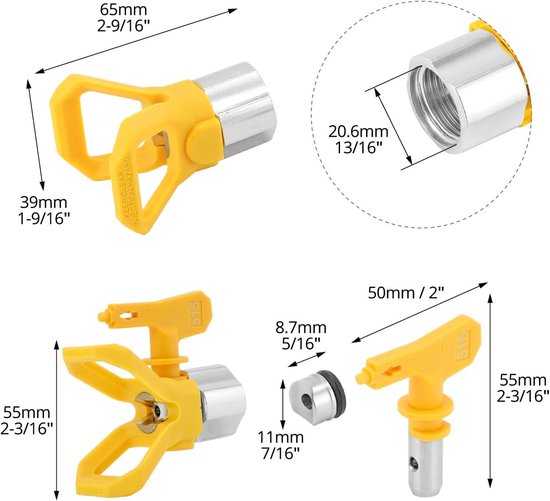 QWORK® Airless Pistole Hochdruck mit Düse Sitz und 517 Düse für Farbsprühsystem, 3600 PSI / 250