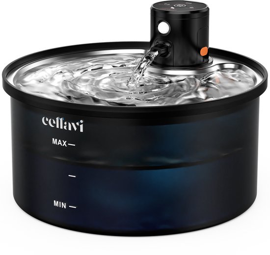 Cellavi R3A-X Draadloze RVS Drinkfontein Kat met Sensor - Waterfontein voor Kat en Hond met 3 Standen - Kattenfontein 3.2L - 5200mAh Batterij - Fluisterstil