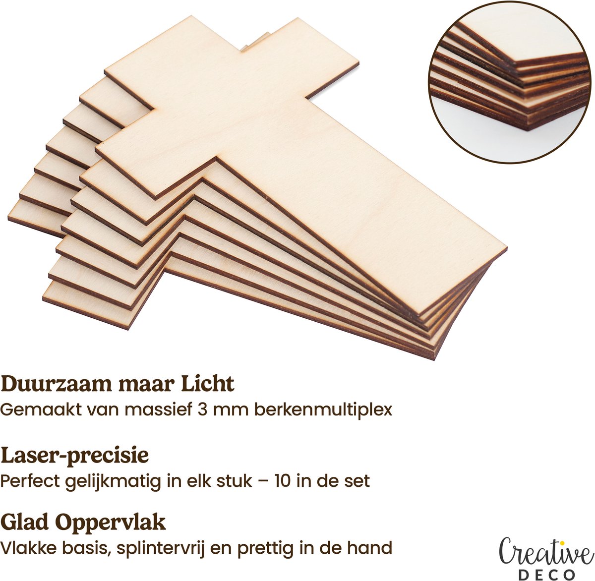 Creative Deco 10 x Grote Houten Kruisversieringen Vormen | 20 x 12.5 x 0.3 cm | Multiplex Vormen aan Hang Onbeschilderde Pyrografie Uitsnijdingen Herdenkingskruis | Verf, Versieren, Cadeau en Decoupage