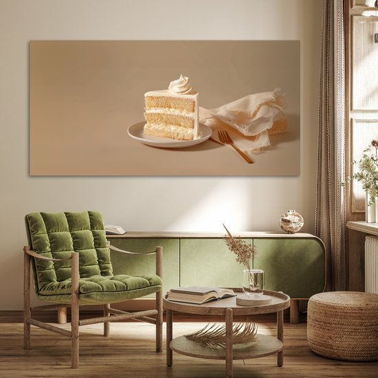 Poster 150x75 cm - Vanilletaart - Cake - Romig - Posters - Wanddecoratie keuken - Muurdecoratie woonkamer - Decoratieve accessoires - Kamer muur decoratie